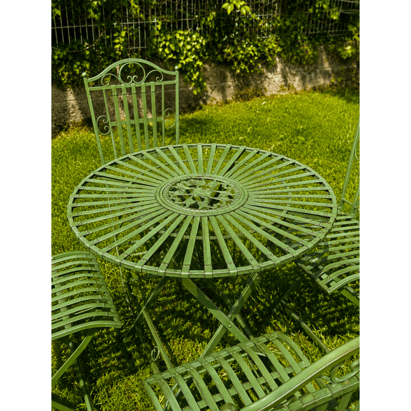 4-seat English green metal garden furniture set