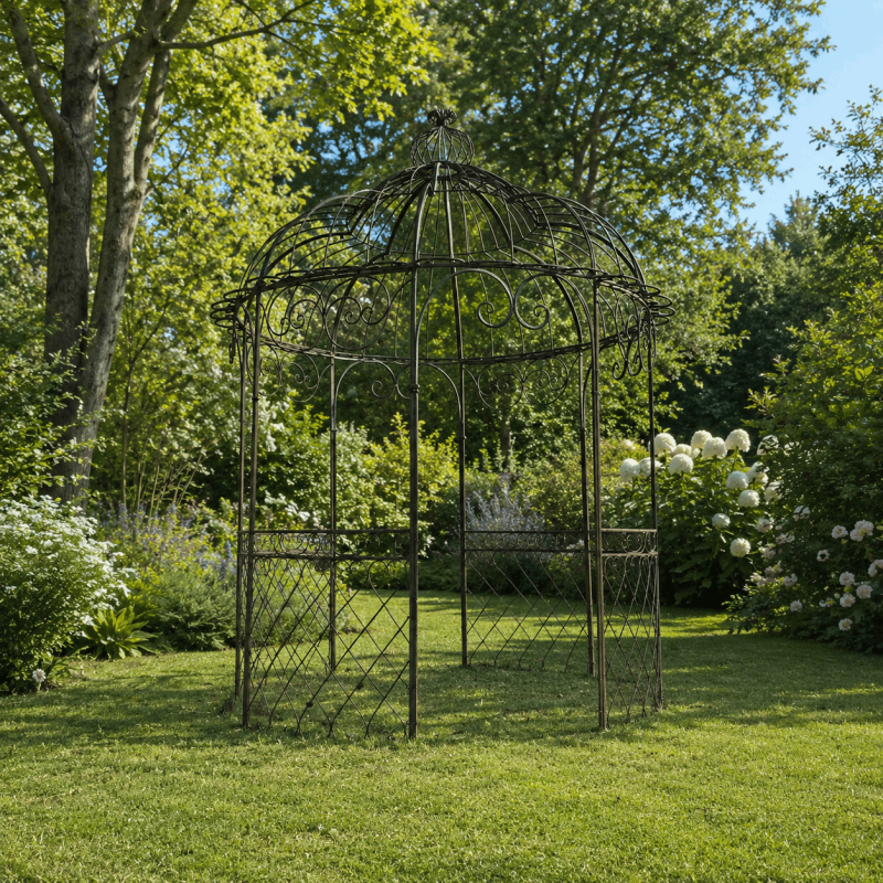 Brown iron garden pergola gazebo 749.00 € LEZARD DU JARDIN