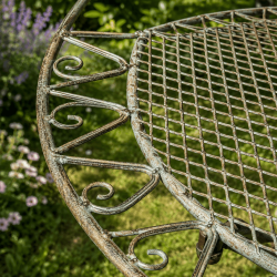 Patinated verdigris wrought-iron table finish