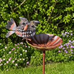 Mangeoire abreuvoir à oiseaux sur pic – Une décoration pleine de vie pour le jardin
