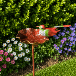 Bain d'oiseaux sur pied avec colibri décoratif – Abreuvoir et baignoire à oiseaux en métal