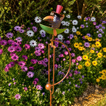 Mobile de jardin à balancier Corbeau Steampunk – Décoration de jardin en métal