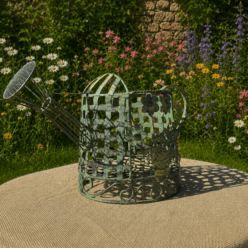 Decorative metal watering can plant holder – overview