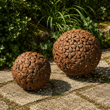 Decorative garden balls with flowers – Two sizes available