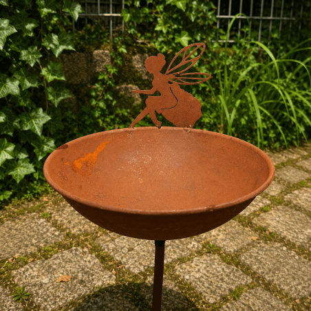 Mangeoire à oiseaux sur pic en métal – Motif Fée – Hauteur 118 cm