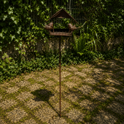 Maisonnette mangeoire à oiseaux sur pic en métal – Hauteur 122 cm