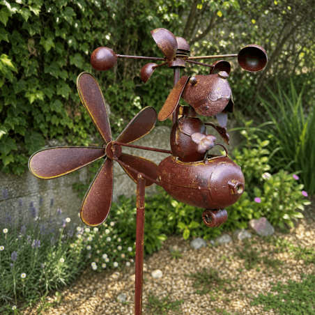 Mobile de jardin éolienne chien pilote en avion – Petit moulin à vent en métal