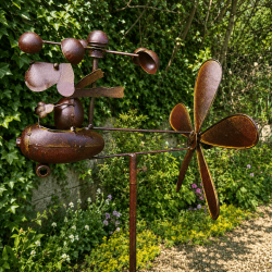 Mobile de jardin éolienne chien pilote en avion – Petit moulin à vent en métal
