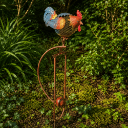 Mobile de jardin Poule en métal – Décoration à piquer avec contrepoids