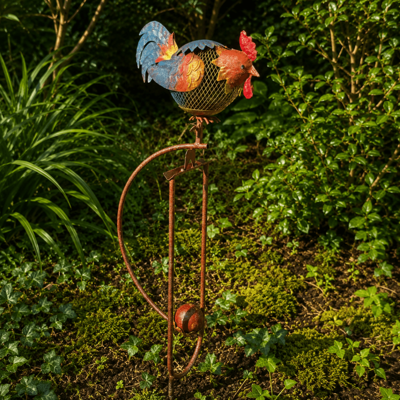 Mobile de jardin Poule en métal – Décoration à piquer avec contrepoids