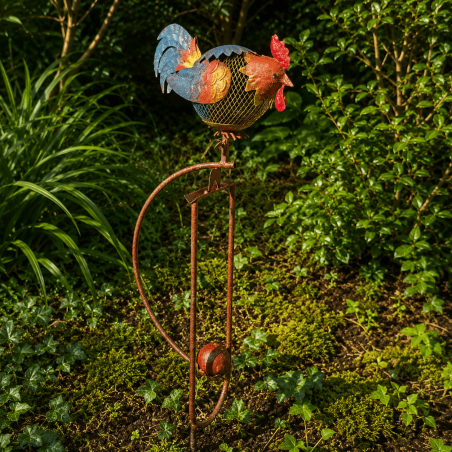 Mobile de jardin Poule en métal – Décoration à piquer avec contrepoids