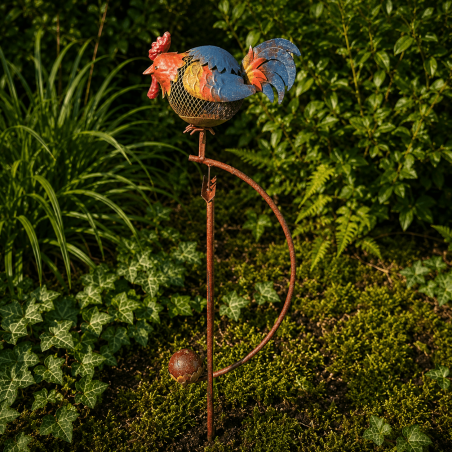 Mobile de jardin Poule en métal – Décoration à piquer avec contrepoids