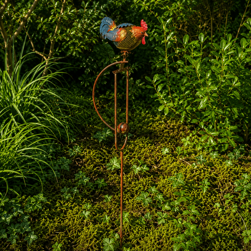 Mobile de jardin Poule en métal – Décoration à piquer avec contrepoids