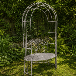 Garden bench with arch in patinated gray metal – 200 cm