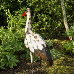 Cigogne en métal recyclé H98 cm – Sculpture décorative pour jardin et bassin