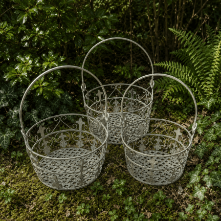Pot-holder basket – front view of the 3 baskets