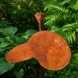Decorative metal water lily to plant – top view