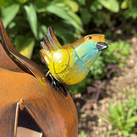 Mangeoire nichoir à oiseaux en métal en forme de gland à suspendre – H 46 cm