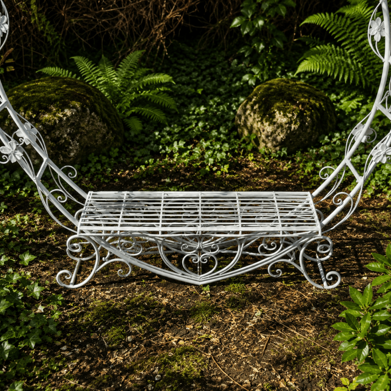Large romantic heart-shaped bench for the garden