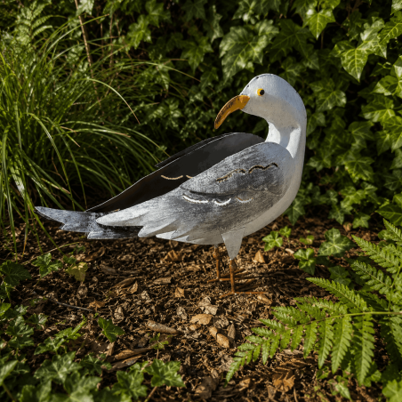 Mouette décorative en métal – Statue d’oiseau de jardin 25 cm
