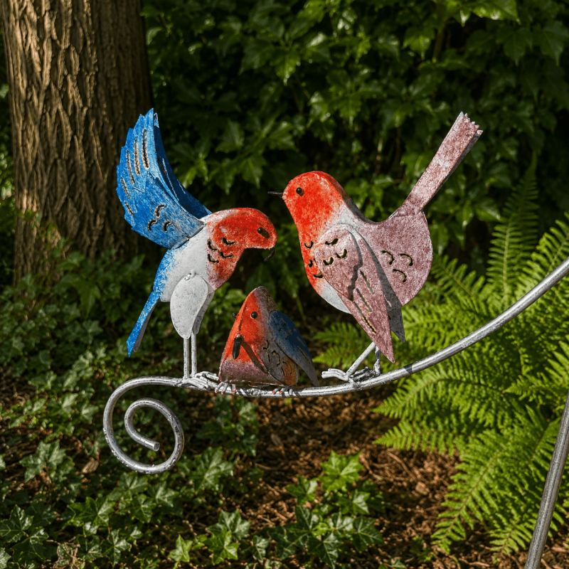 Mobile balancier trois oiseaux colorés en métal – Hauteur 140 cm