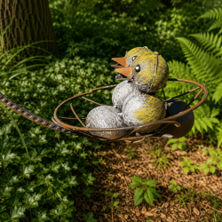 Mobile balancier coq et poule au nid en métal – 130 cm