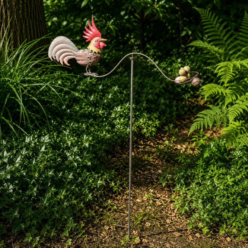 Mobile balancier coq et poule au nid en métal – 130 cm