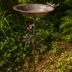Bain d’oiseaux sur pique en métal avec oiseau – 115 cm
