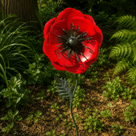 Metal poppy petals and center