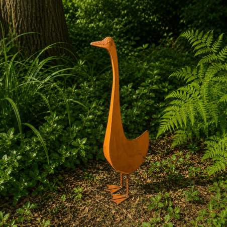 Oie décorative en métal rouillé – Sculpture de jardin en métal – H 75 cm