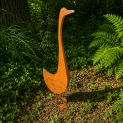 Oie décorative en métal rouillé – Sculpture de jardin en métal – H 75 cm