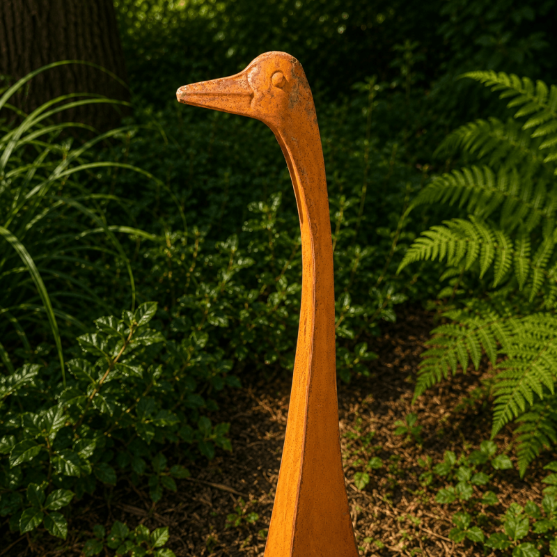 Oie décorative en métal rouillé – Sculpture de jardin en métal – H 75 cm
