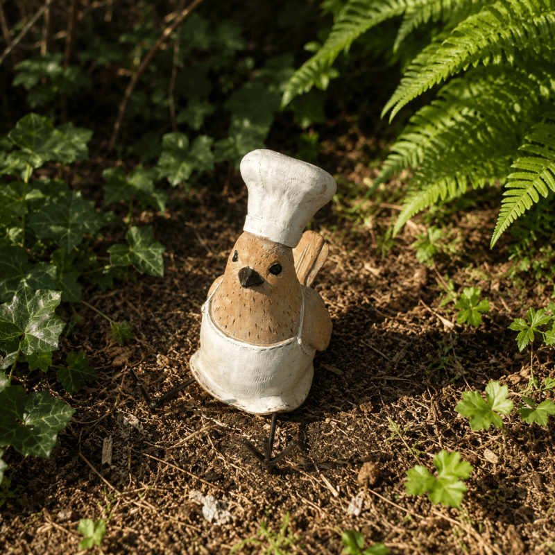 Oiseau chef cuisinier en résine – Figurine décorative 11 cm