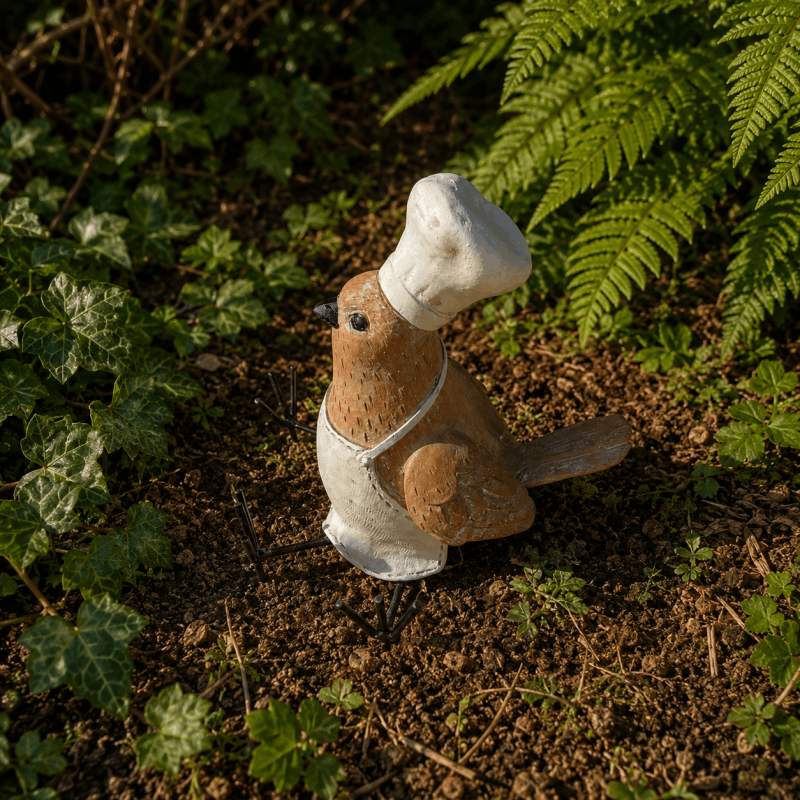 Oiseau chef cuisinier en résine – Figurine décorative 11 cm