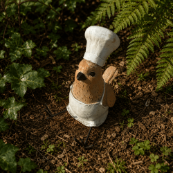 Oiseau chef cuisinier en résine – Figurine décorative 11 cm