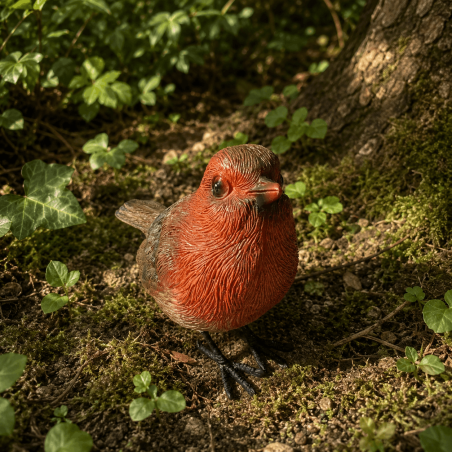 Rouge-gorge décoratif en résine à poser