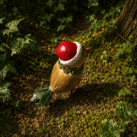 Oiseau de Noël décoratif en résine avec bonnet et écharpe