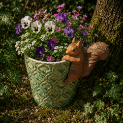Lot de 3 écureuils décoratifs en résine pour pots de fleurs