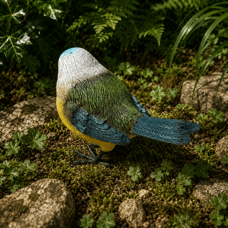 Mésange bleue décorative en résine à poser
