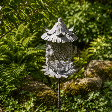 Mangeoire à oiseaux sur pic en métal grillagé – 100 cm