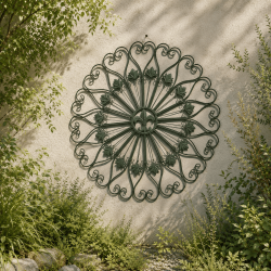 Grande rosace murale fleur de lys en métal – 95 cm