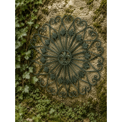 Grande rosace murale fleur de lys en métal – 95 cm