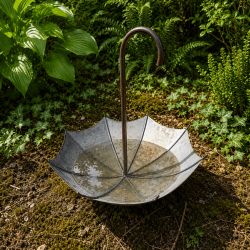 Mangeoire à oiseaux parapluie en métal galvanisé à planter