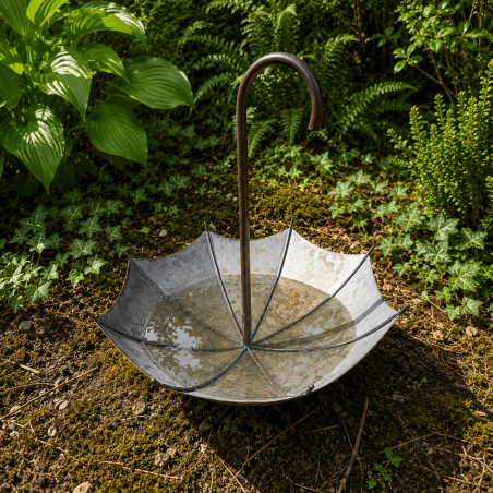 Mangeoire à oiseaux parapluie en métal galvanisé à planter
