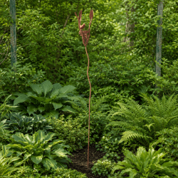 Decorative bird garden stake amongst plants