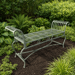 Banquette de jardin en métal vert-de-gris patiné – L 134 cm