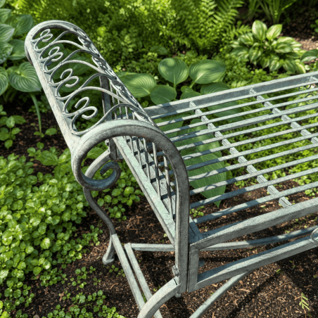 Scrollwork armrest of the romantic garden bench