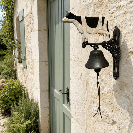 Black and white cow wall-mounted farm bell